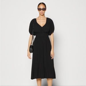 Puff Sleeve Smocked Midi Dress